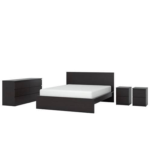 Комплект мебели д/спальни  - IKEA MALM/LUROY/LURÖY, 140х200см, черный, МАЛЬМ/ЛУРОЙ ИКЕА