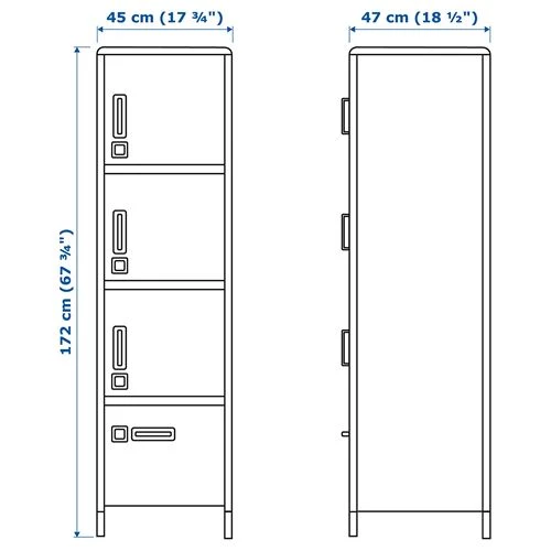 Офисный шкаф - IKEA IDÅSEN, темно-серый, 45х47х172 см, ИДОСЕН ИКЕА (изображение №5)