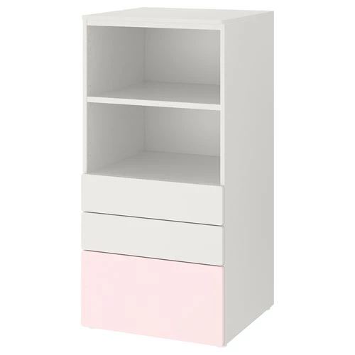 Комод детский - IKEA PLATSA/SMÅSTAD/SMASTAD, 60x55x123 см, белый/розовый, ИКЕА (изображение №1)