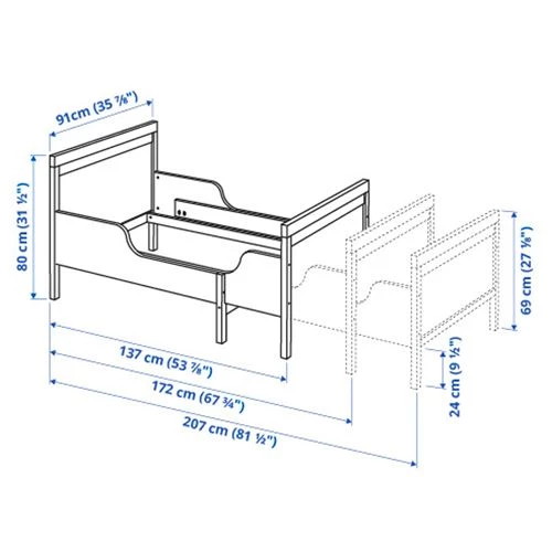 Кровать одноярусная - IKEA SUNDVIK/LURÖY, 80x200 см, белый, ИКЕА (изображение №6)