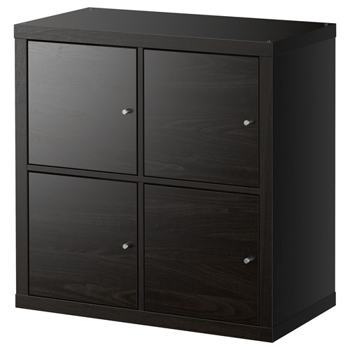 Стеллаж 4 ячейки с дверцами - IKEA KALLAX, 77х77 см, черный, КАЛЛАКС ИКЕА