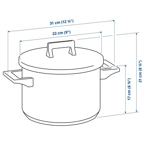 Кастрюля с крышкой - IKEA SNITSIG, 17x22см, нержавеющая сталь, СНИТСИГ ИКЕА (изображение №5)