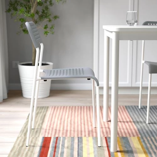 Стул - IKEA ADDE, 77х39х47см, пластик белый/серый, АДДЕ ИКЕА (изображение №3)
