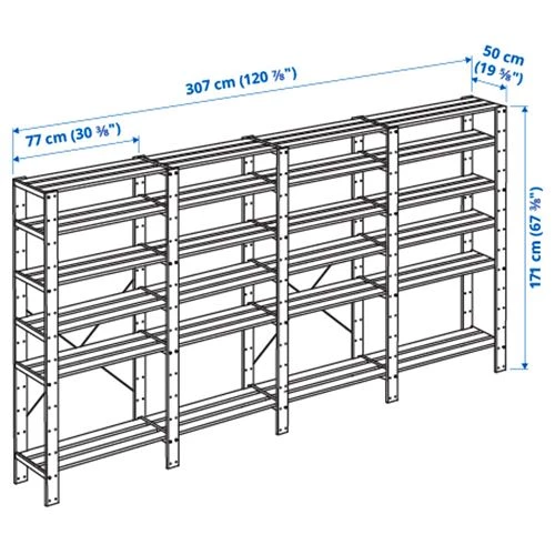 Стеллаж - IKEA HEJNE, 307х50х171 см, сосна, ХЕЙНЕ ИКЕА (изображение №4)