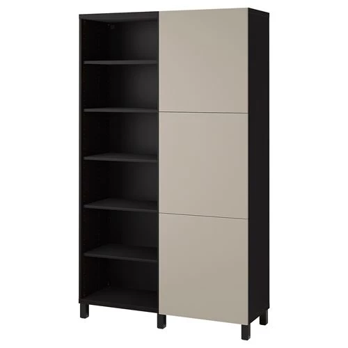 Книжный шкаф с дверцей - IKEA BESTÅ/BESTA, 120x42x202 см, черный, Беста/Бесто (изображение №1)