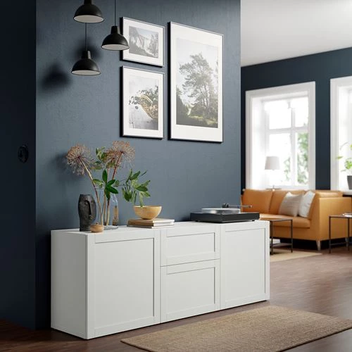 Комбинация для хранения - IKEA BESTÅ/BESTA/БЕСТА/БЕСТО ИКЕА, 180x42x65 см, белый, (изображение №3)