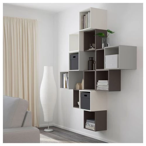 Комбинация навесных шкафов - IKEA EKET, 175x35x210 см, белый/темно-серый/светло-серый, ЭКЕТ ИКЕА (изображение №3)