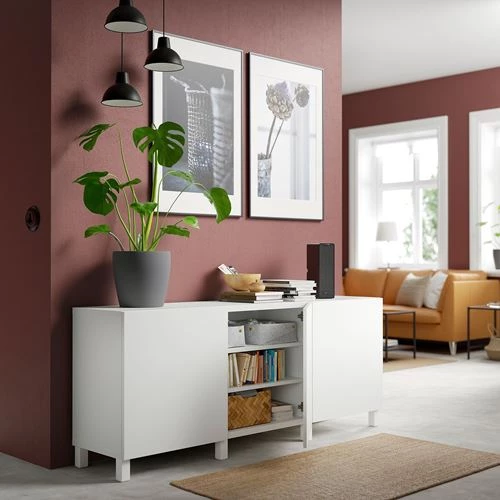 Комбинация для хранения - IKEA BESTÅ/BESTA/БЕСТА/БЕСТО ИКЕА, 180x40x74 см, белый, (изображение №2)