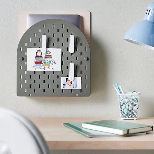 Полка настенная - VATTENKAR  IKEA/ ВАТТЕНКАР ИКЕА,  8x38x32 см, под беленый дуб/ зеленый (изображение №3)