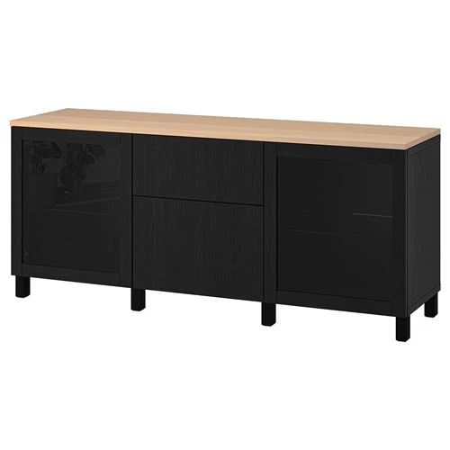 Комбинация для хранения - IKEA BESTÅ/BESTA/ БЕСТО ИКЕА, 180x42x76 см, черный (изображение №1)