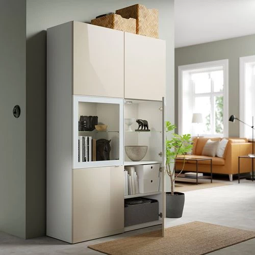 Комбинация для хранения - IKEA BESTÅ/BESTA /Беста/Бесто ИКЕА, 120x42x193 см, серый, (изображение №6)