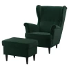 Кресло и табурет для ног - IKEA STRANDMON, темно-зеленый СТРАНДМОН ИКЕА