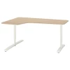 Письменный стол угловой левый - IKEA BEKANT, 160х110х65-85 см, под беленый дуб/белый, БЕКАНТ ИКЕА
