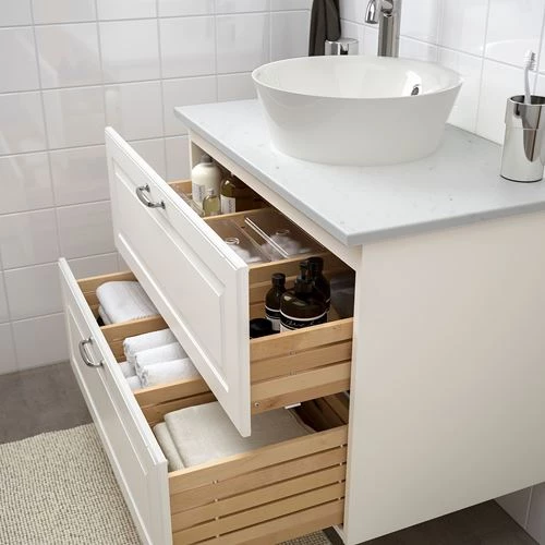 Шкаф со столешницей+раковина - IKEA GODMORGON/TOLKEN/KATTEVIK, 82x49x75 см, белый ГОДМОРГОН/ТОЛКЕН/КАТТЕВИК ИКЕА (изображение №3)