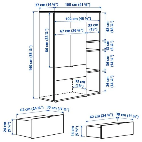 Комбинация для хранения - VIHALS IKEA/ ВИХАЛС ИКЕА, 245x47x140, белый (изображение №7)