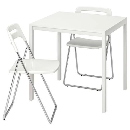 Раскладной кухонный стол - MELLTORP/NISSE IKEA, 75х75х74 см, белый, МЕЛЛЬТОРП /НИСС ИКЕА (изображение №1)