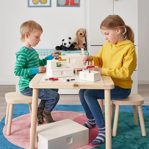 Набор коробок LEGO® с крышкой - IKEA BYGGLEK, 3 штуки, белый  ИКЕА БЮГГЛЕК (изображение №2)