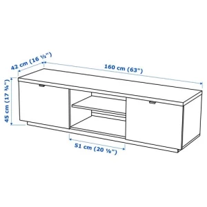 Тумба под ТВ - IKEA BYÅS, 160x42x45 см, глянцевый белый ИКЕА