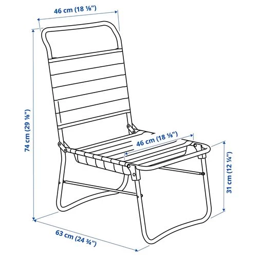 Шезлонг - IKEA STRANDÖN/STRANDON, 74х46 см, белый/зеленый/голубой, ИКЕА (изображение №6)