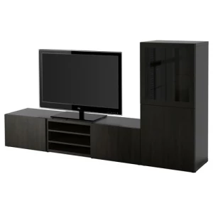 Тумба под телевизор - IKEA BESTÅ/BESTA, 240x42x129 см, черный, Бесто ИКЕА