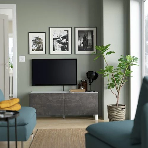 Тумба под ТВ - IKEA BESTÅ/BESTA, 120x42x48 см, серый, Бесто ИКЕА (изображение №2)