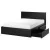 Каркас кровати с 2 ящиками для хранения - IKEA MALM/LОNSET/LÖNSET , 140х200 см, черно-коричневый МАЛЬМ/ЛОНСЕТ ИКЕА