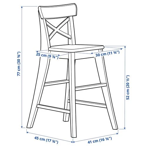 Стул детский - IKEA INGOLF, 77х41 см, коричневый, ИНГОЛЬФ  ИКЕА (изображение №5)