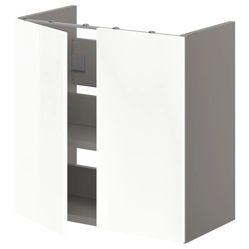 Тумба для раковины - ENHET IKEA/ ЭНХЕТ ИКЕА,  60x32x60 см, серый/белый (изображение №1)