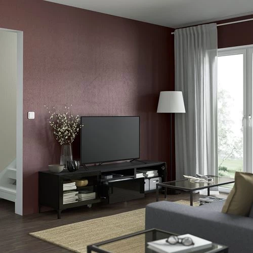 Тумба под ТВ - IKEA BESTÅ/BESTA, 180x42x48 см, черный, Бесто ИКЕА (изображение №2)