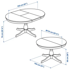 Стол круглый раздвижной - IKEA INGATORP, 155/110х74 см, черный, ИНГАТОРП ИКЕА