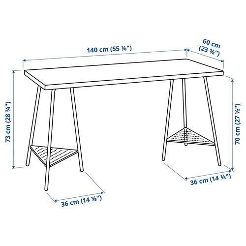 Письменный стол - IKEA MITTCIRKEL/TILLSLAG, 140х60 см, сосна/белый, МИТЦИРКЕЛЬ/ТИЛЛЬСЛАГ ИКЕА (изображение №2)