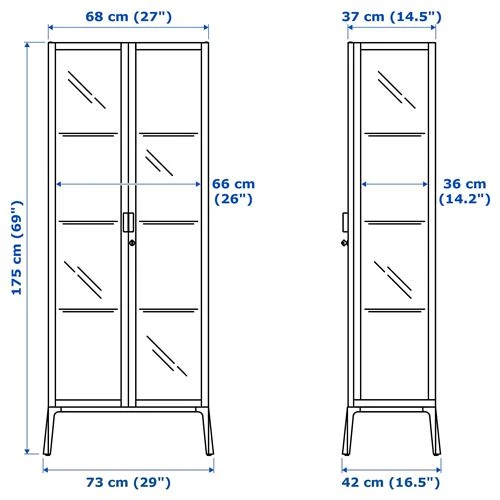 Шкаф состеклянными дверцами  - MILSBO IKEA/ МИЛСБО ИКЕА, 73x175х42 см, белый/прозрачный (изображение №7)