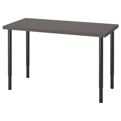 Письменный стол - IKEA LAGKAPTEN/OLOV, 120х60х63-93 см, темно-серый/черный, ЛАГКАПТЕН/ОЛОВ ИКЕА