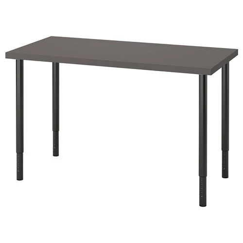 Письменный стол - IKEA LAGKAPTEN/OLOV, 120х60х63-93 см, темно-серый/черный, ЛАГКАПТЕН/ОЛОВ ИКЕА (изображение №1)