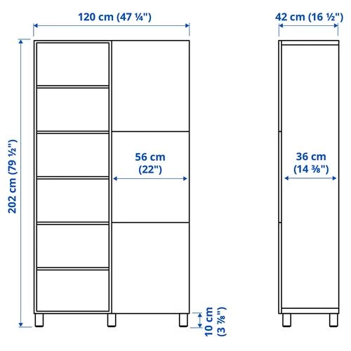 Книжный шкаф с дверцей - IKEA BESTÅ/BESTA, 120x42x202 см, черный, Беста/Бесто (изображение №6)