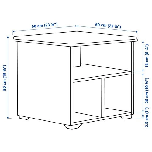 Журнальный стол - IKEA ИКЕА SKRUVBY, 60х60х50см, белый/светло-коричневый (изображение №5)