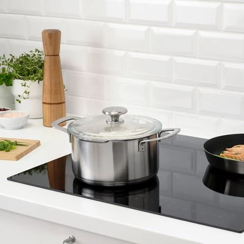 Кастрюля с крышкой - IKEA HEMKOMST, 3 л, нержавеющая сталь / стекло ИКЕА (изображение №2)