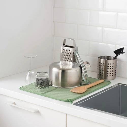 Коврик для сушки посуды - IKEA NYSKÖLJD/NYSKOLJD, 44х36 см, зеленый, НЮХОЛИД ИКЕА (изображение №5)