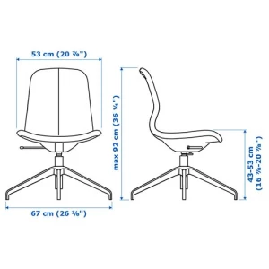Офисный стул - IKEA LÅNGFJÄLL/LANGFJALL, 67x67x92см, серый, ЛОНГФЬЕЛЛЬ ИКЕА