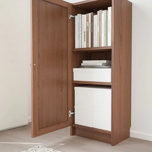 Книжный шкаф с дверью - BILLY/OXBERG IKEA/БИЛЛИ/ОКСБЕРГ ИКЕА, 30х40х106 см, коричневый (изображение №4)