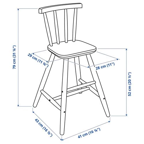 Стул детский - IKEA AGAM, 79х41 см, белый, АГАМ ИКЕА (изображение №5)