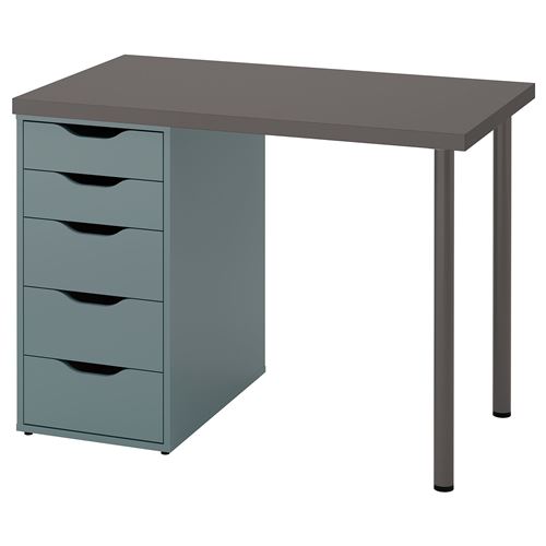 Письменный стол с ящиком - IKEA LINNMON/ALEX, 100x60 см, серый/бирюзовый, ЛИННМОН/АЛЕКС ИКЕА