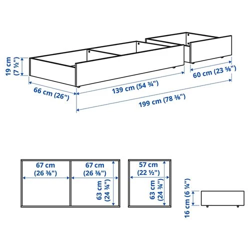 Подкроватный ящик - IKEA HEMNES/ХЕМНЭС ИКЕА, 200 см, белый (изображение №4)
