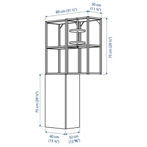 Стеллаж - IKEA ENHET, 80х30х150 см, белый/дуб, ЭНХЕТ ИКЕА