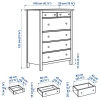 Комод с 6 ящиками - IKEA HEMNES, 108x131 см, белый, Хемнэс ИКЕА (изображение №6)