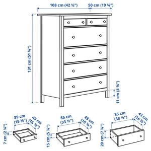 Комод с 6 ящиками - IKEA HEMNES, 108x131 см, белый, Хемнэс ИКЕА