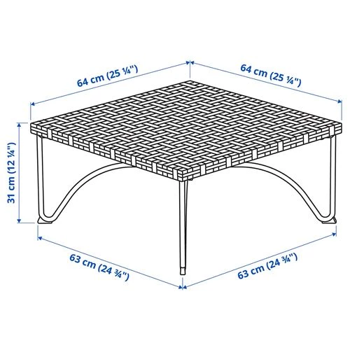 Садовый табурет - IKEA JUTHOLMEN/ЮТХОЛЬМЕН ИКЕА 65х65х31 см , ротанг черный/серый (изображение №4)