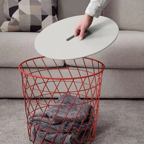 Столик с отделениями д/хранения - IKEA KVISTBRO/ИКЕА КВИСТБРУ, 44х44х42 см,  красный/светло-серый (изображение №5)