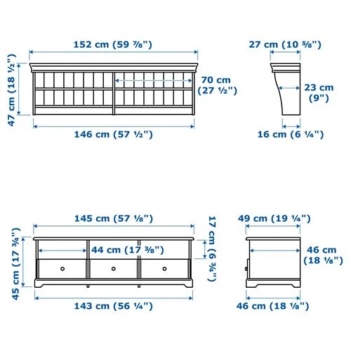 Шкаф для ТВ - IKEA LIATORP, 45x49x145см, белый, ЛИАТОРП ИКЕА (изображение №2)