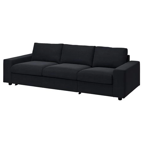 Диван-кровать 3-местный - IKEA VIMLE, 261х98/241х83 см, черный, ВИМЛЕ ИКЕА (изображение №1)